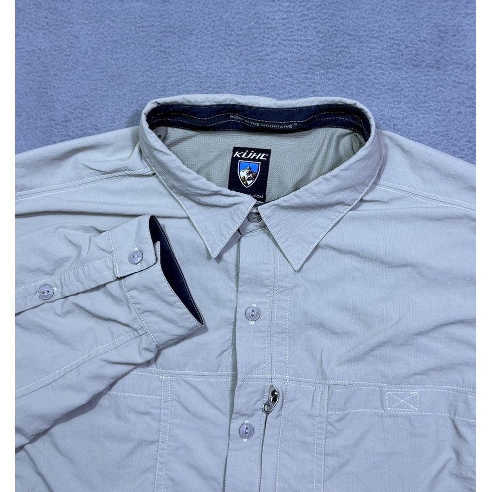 Kuhl Shirt Mens XL Beige Technical Utility Gorpcore Outdoors Performance Hiking